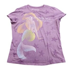 Disney Couture Shirt Womens Size Purple Ariel Little Mermaid Graphic Tee Top
